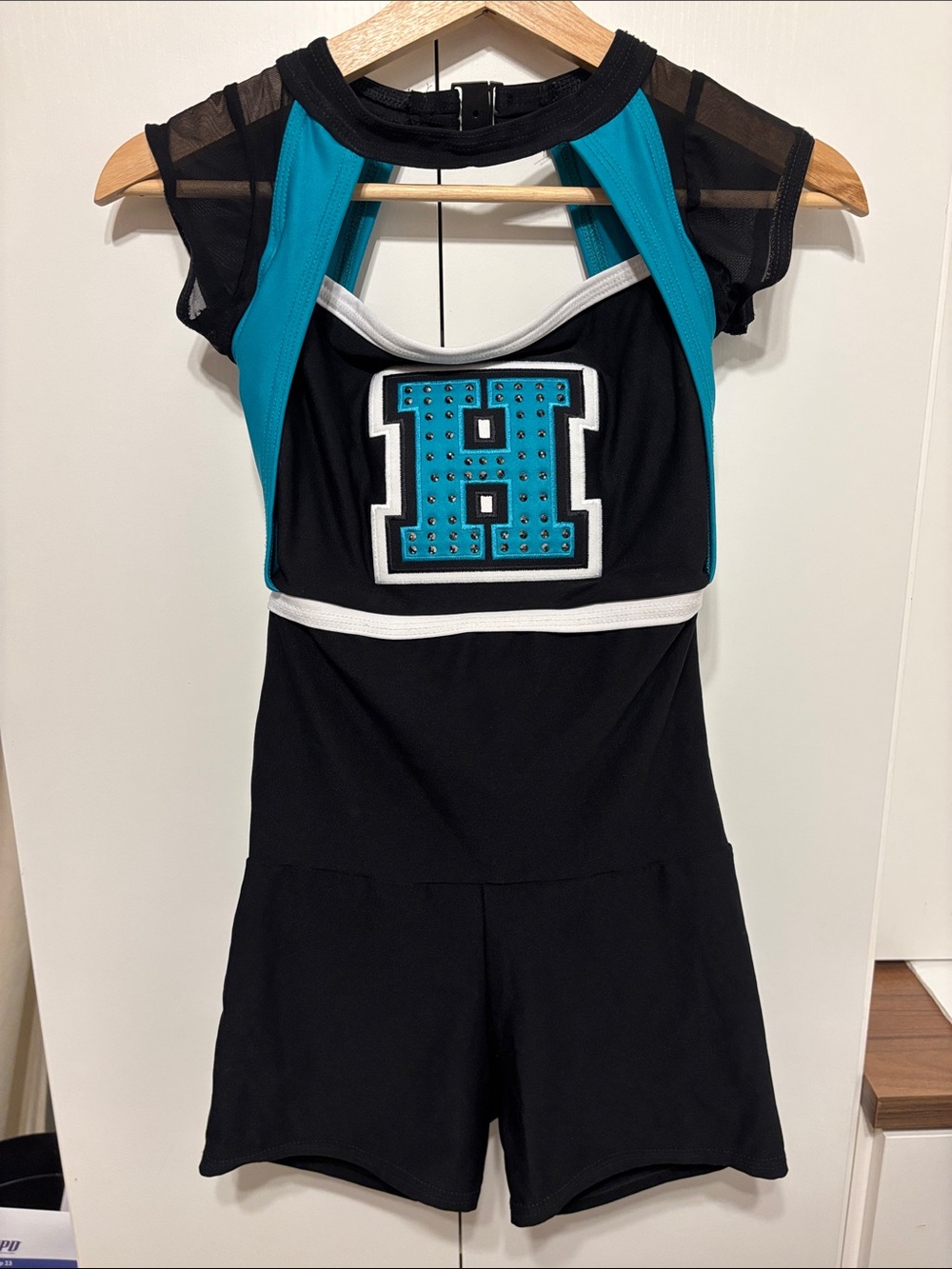 Hawks Cheer Leotard with Rhinestone Details - approx size 8
